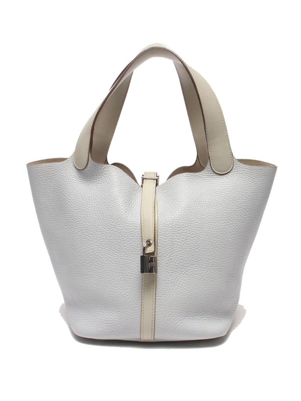 Hermes Handbag Silver Taurillon Clemence Picotin Lock PM